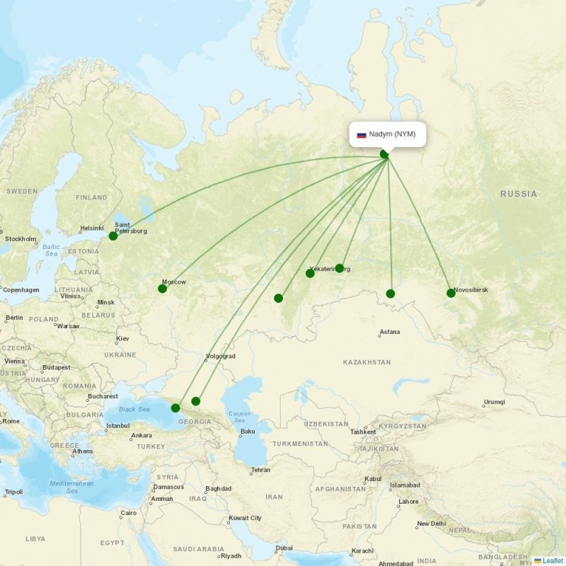 Route map over NYM airport