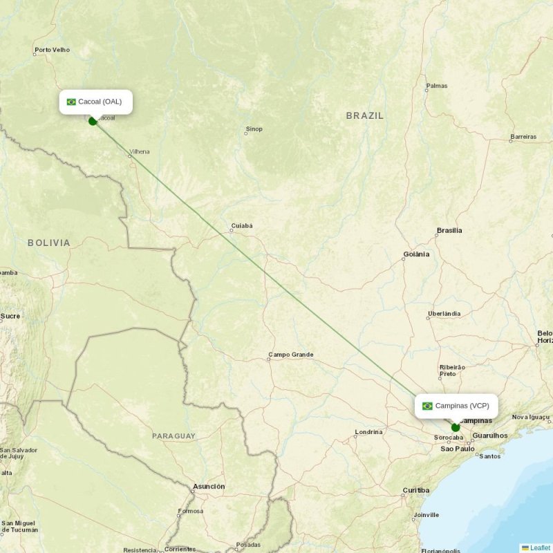 Route map over OAL airport