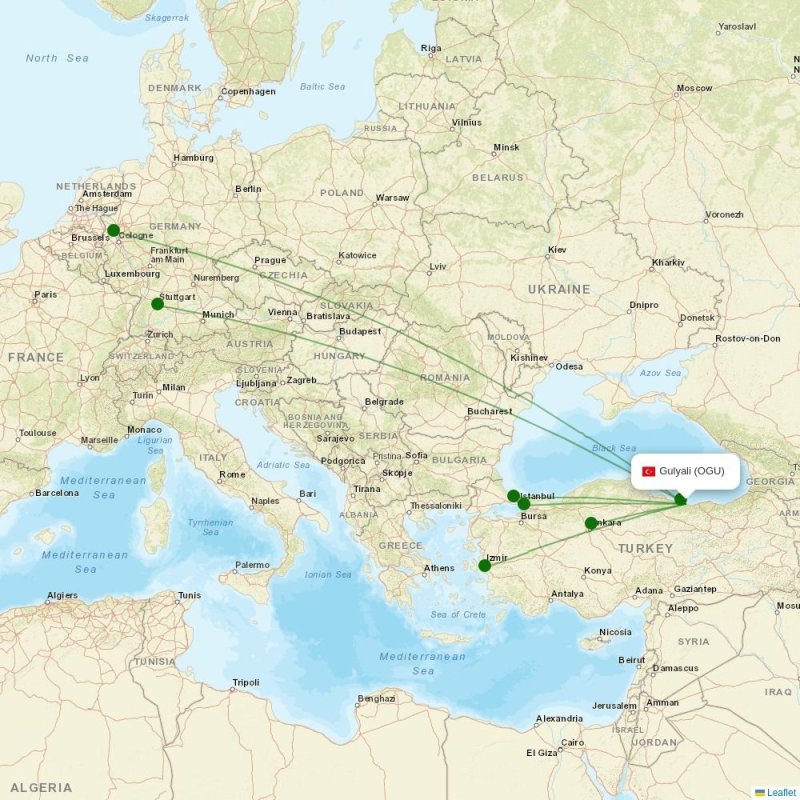 Route map over OGU airport