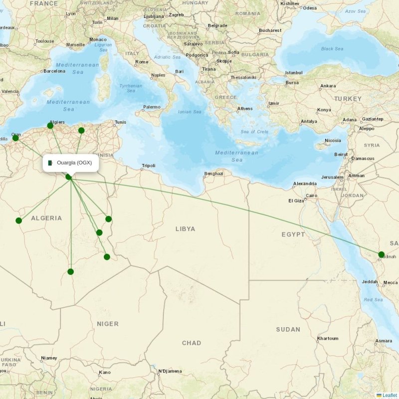 Route map over OGX airport