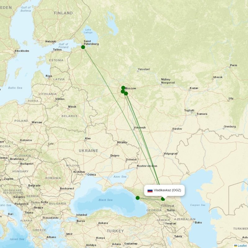 Route map over OGZ airport
