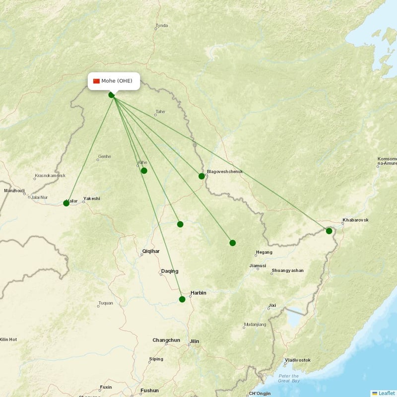 Route map over OHE airport