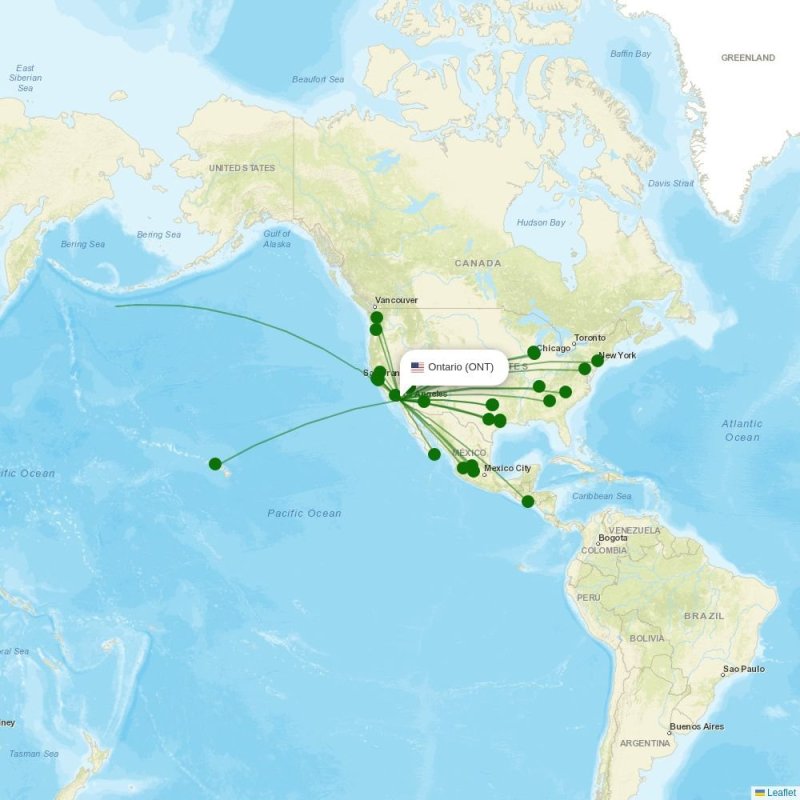 Route map Ontario  ONT airport