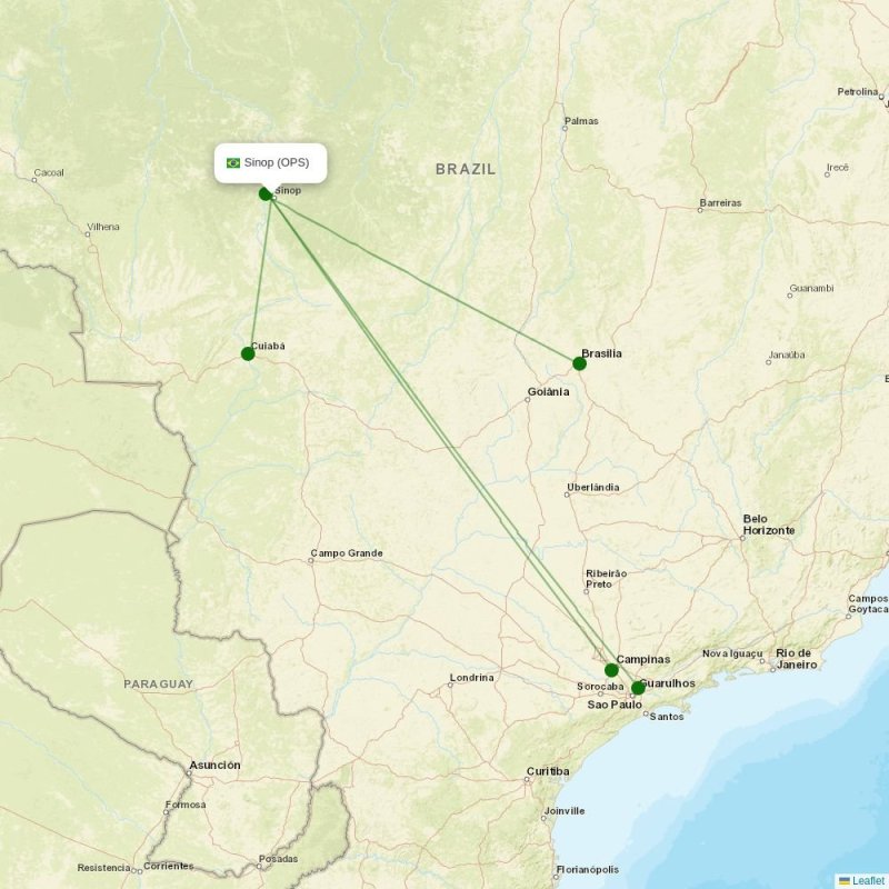 Route map over OPS airport