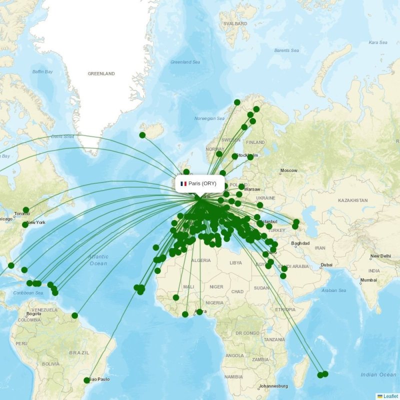 Route map Paris  ORY airport