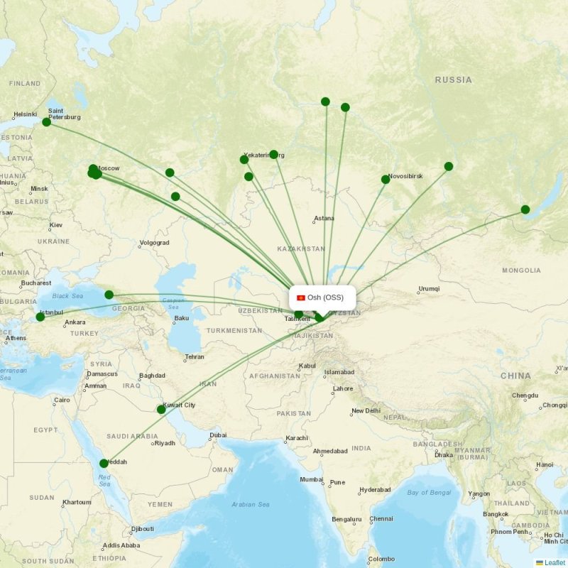 Route map over OSS airport