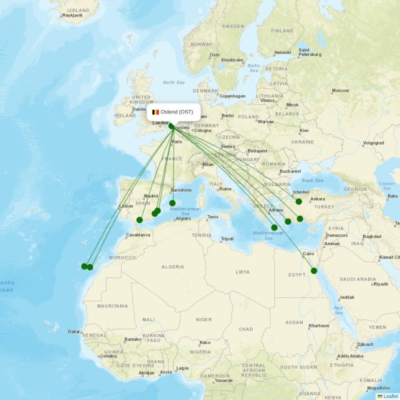 Route map over OST airport