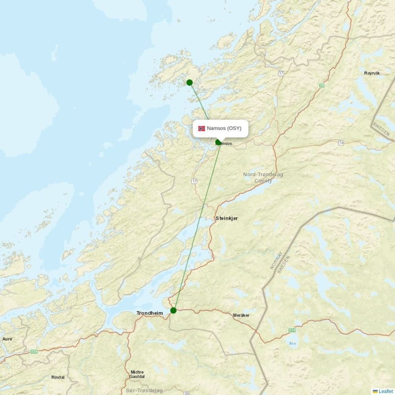Route map over OSY airport