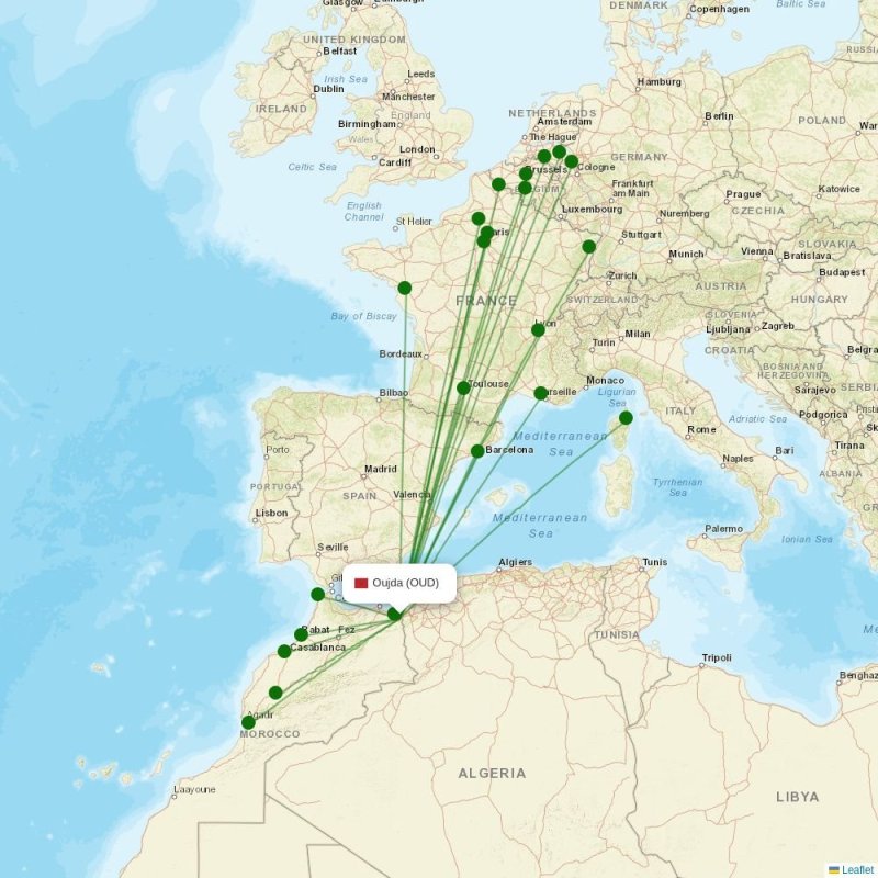 Route map over OUD airport