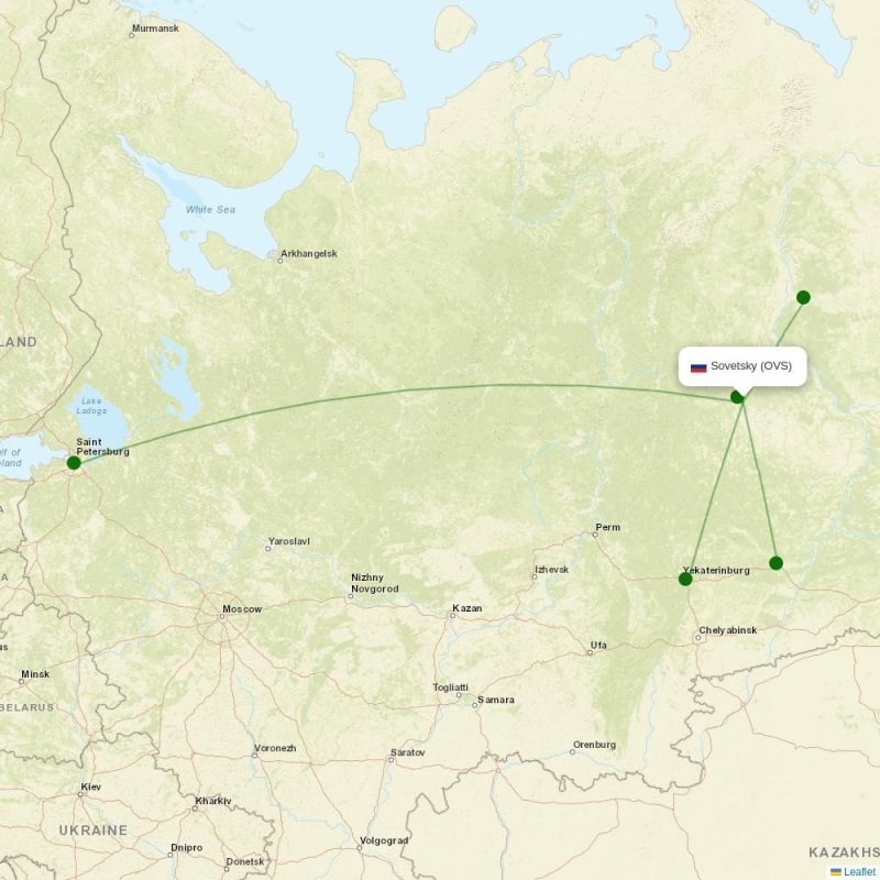 Route map over OVS airport