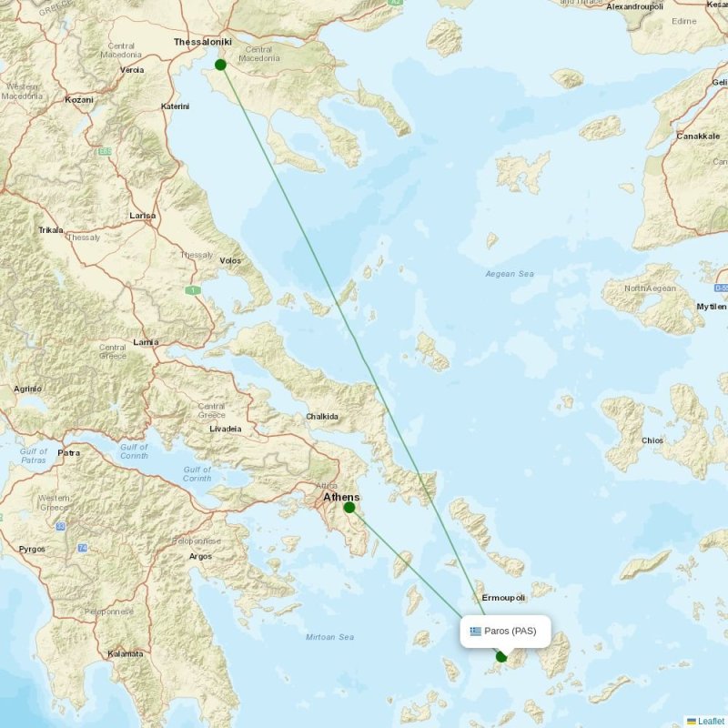 Route map over PAS airport