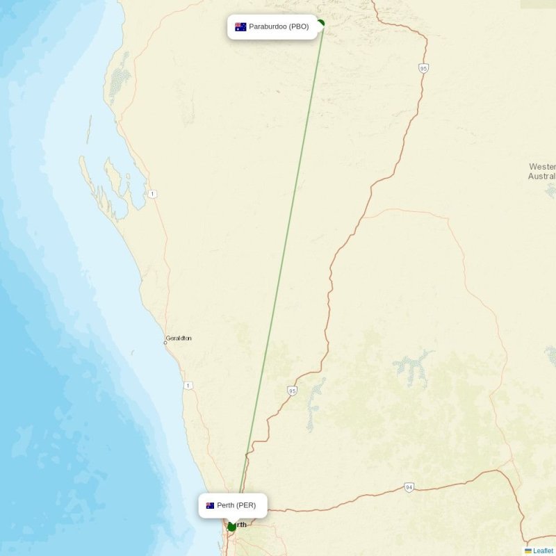 Route map over PBO airport