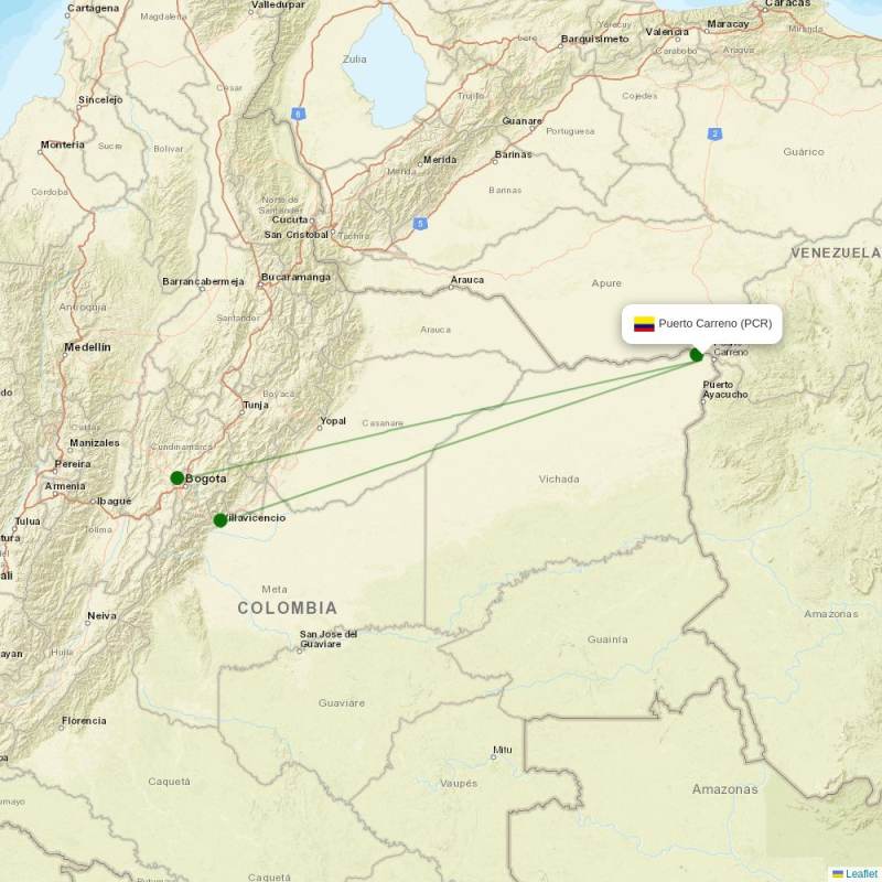 Route map over PCR airport