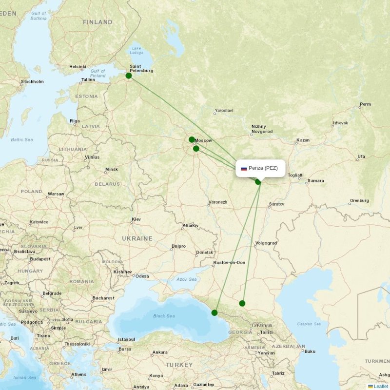 Route map over PEZ airport