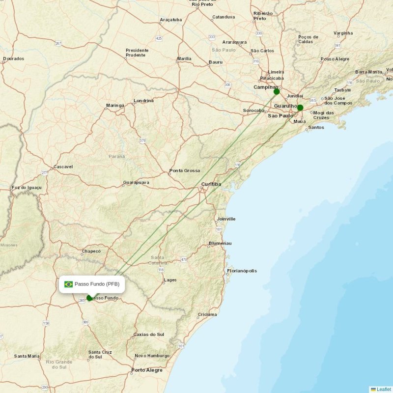 Route map over PFB airport