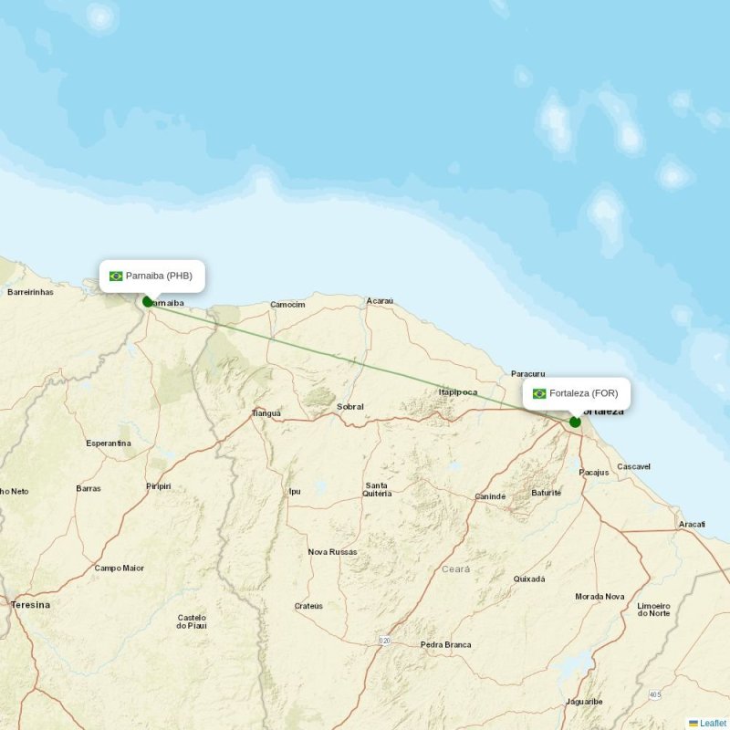 Route map over PHB airport