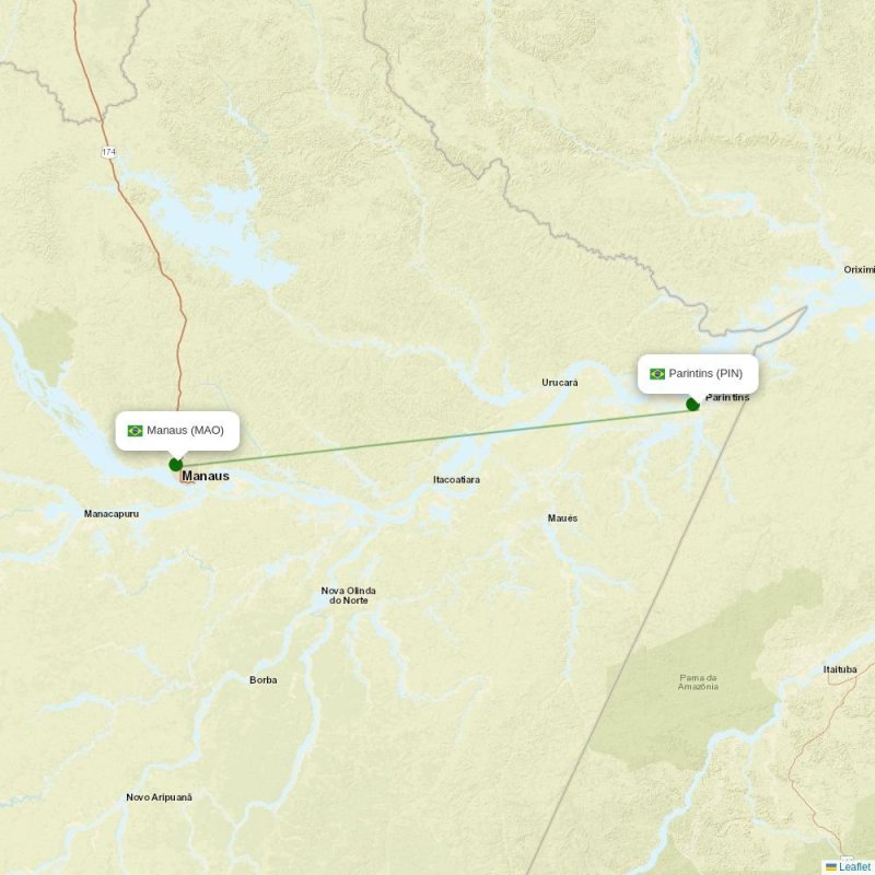 Route map over PIN airport
