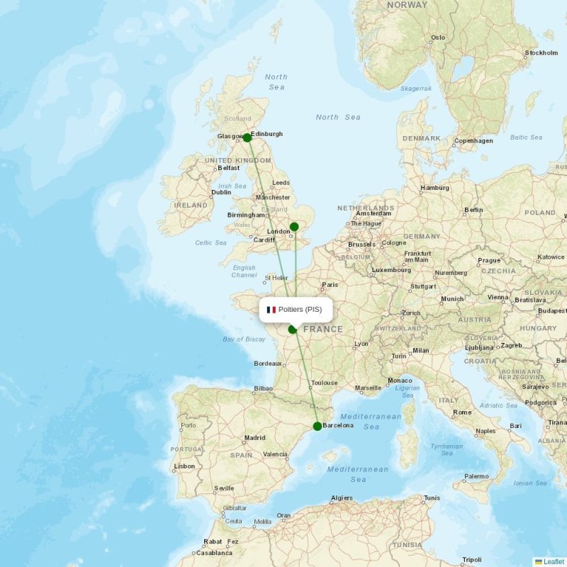 Route map over PIS airport