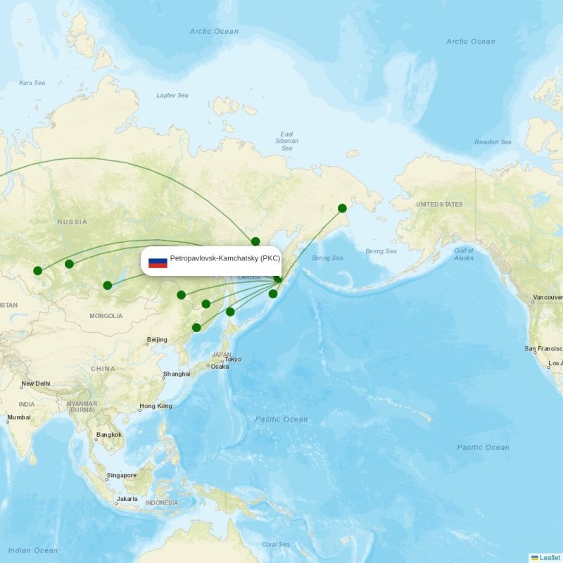 Route map over PKC airport