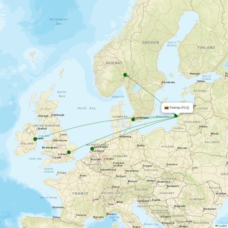 Route map over PLQ airport