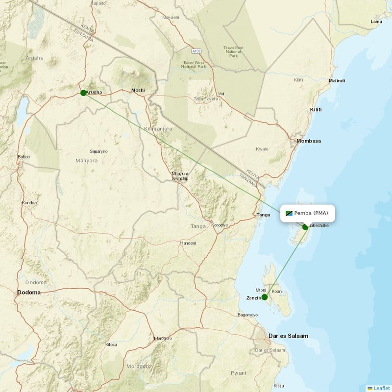 Route map over PMA airport