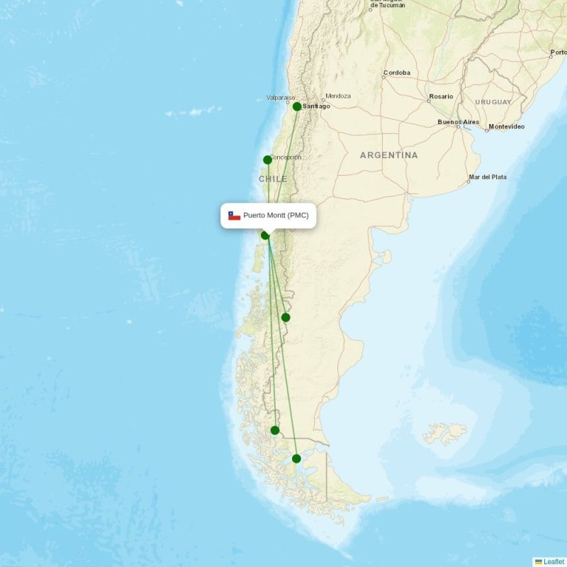 Route map over PMC airport