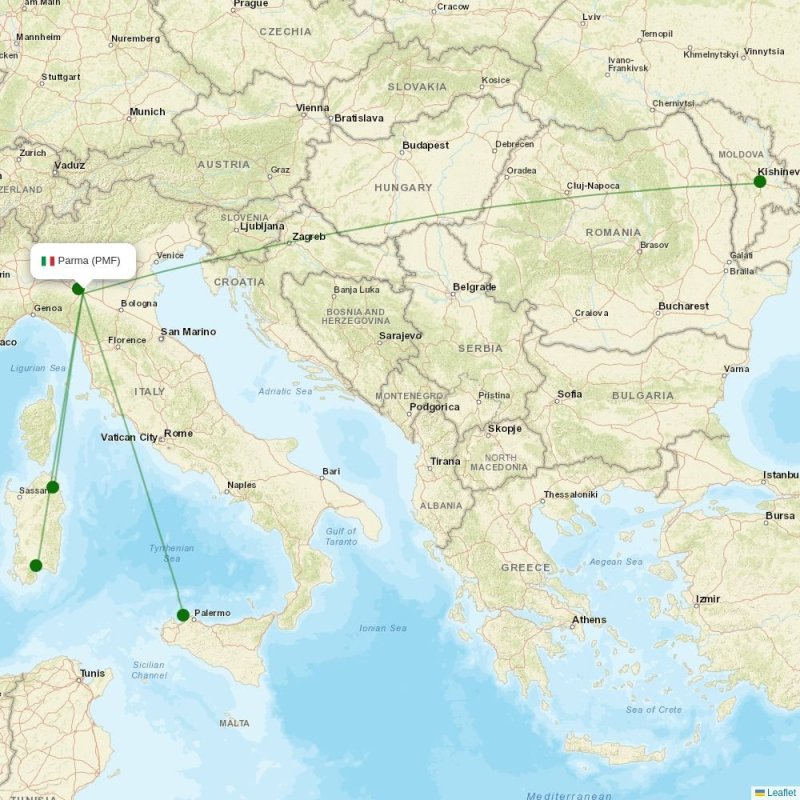Route map over PMF airport