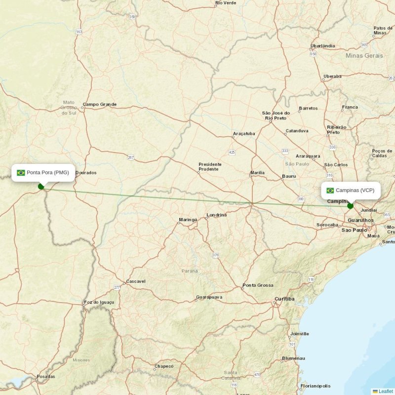 Route map over PMG airport