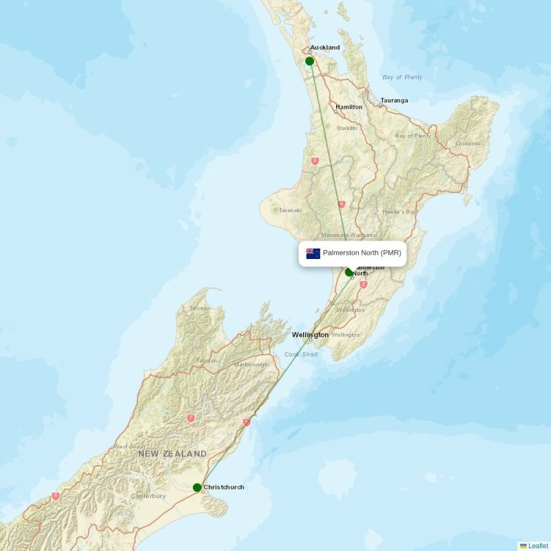 Route map over PMR airport
