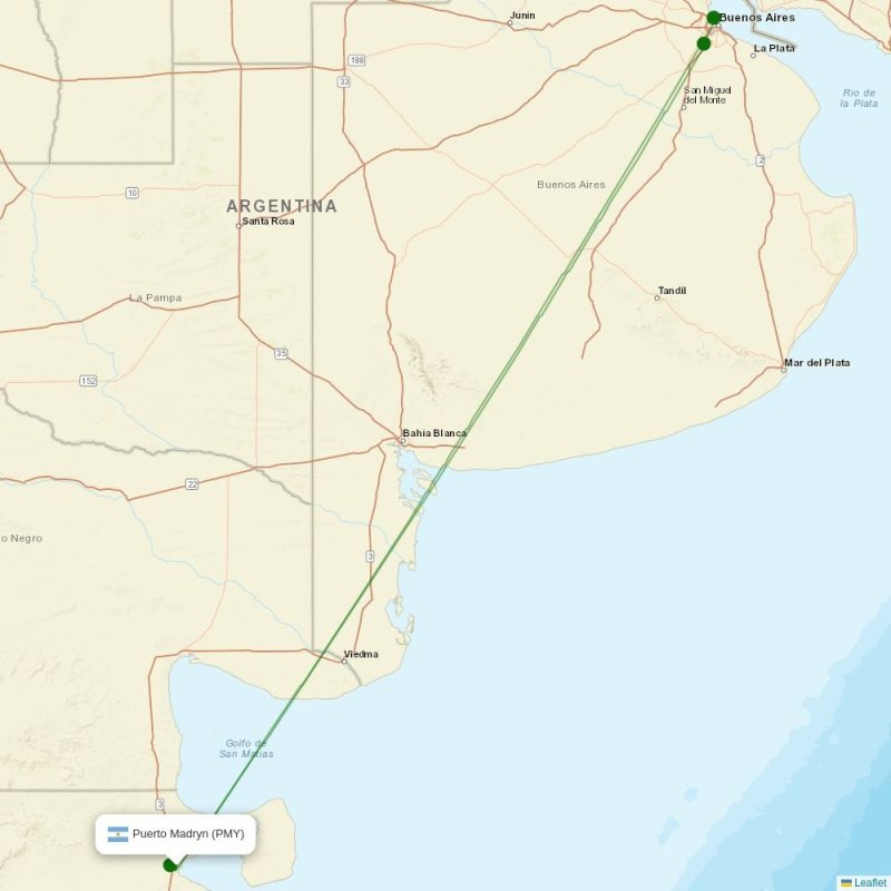 Route map over PMY airport