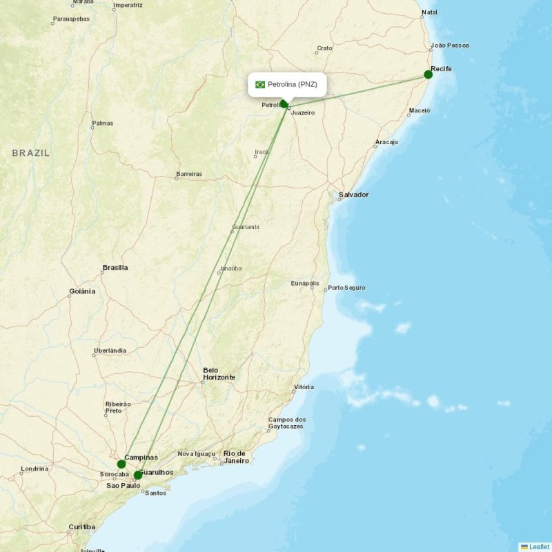 Route map over PNZ airport
