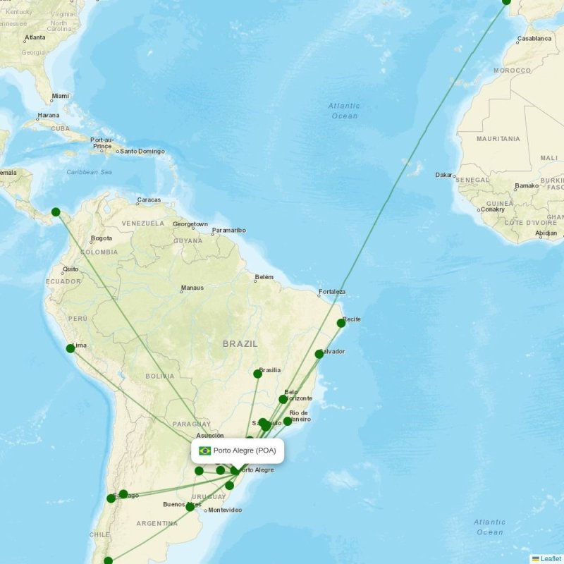 Route map over POA airport