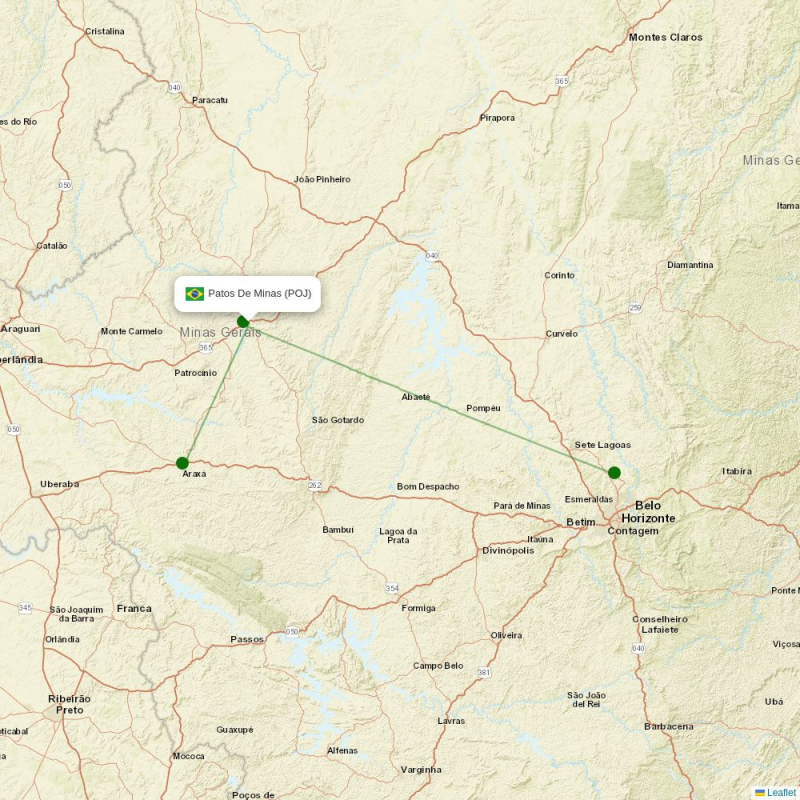Route map over POJ airport