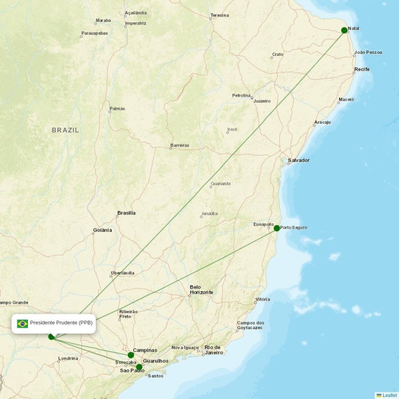Route map over PPB airport
