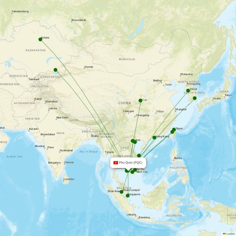 Route map over PQC airport