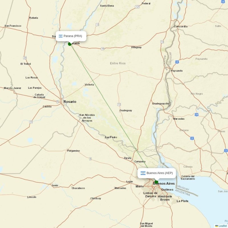Route map over PRA airport