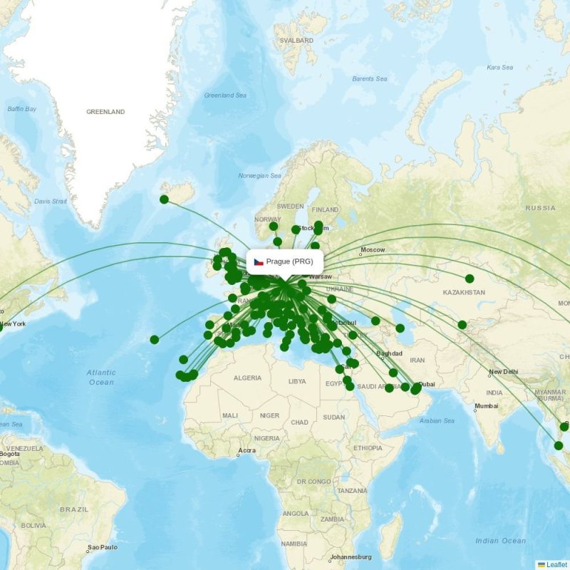 Route map Prague  PRG airport