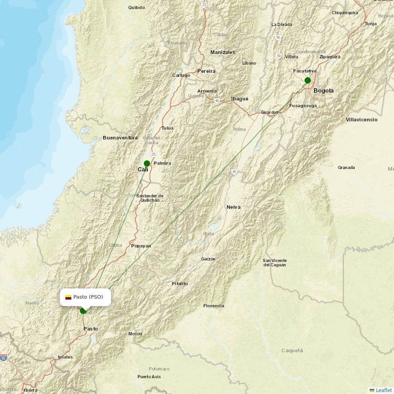 Route map over PSO airport