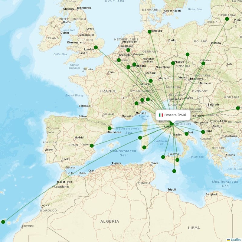 Route map over PSR airport