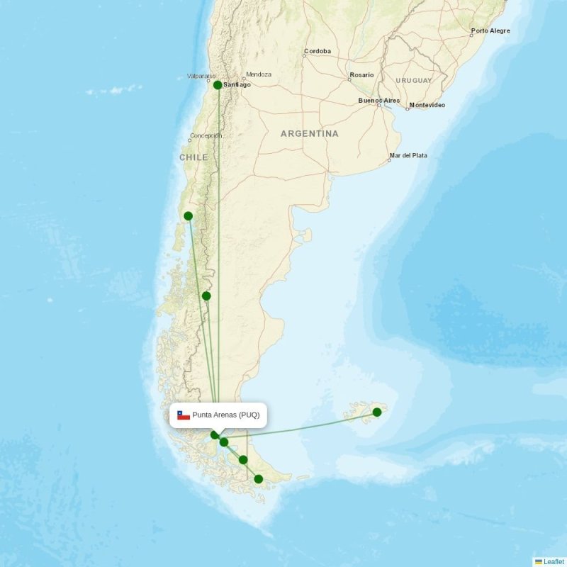 Route map over PUQ airport