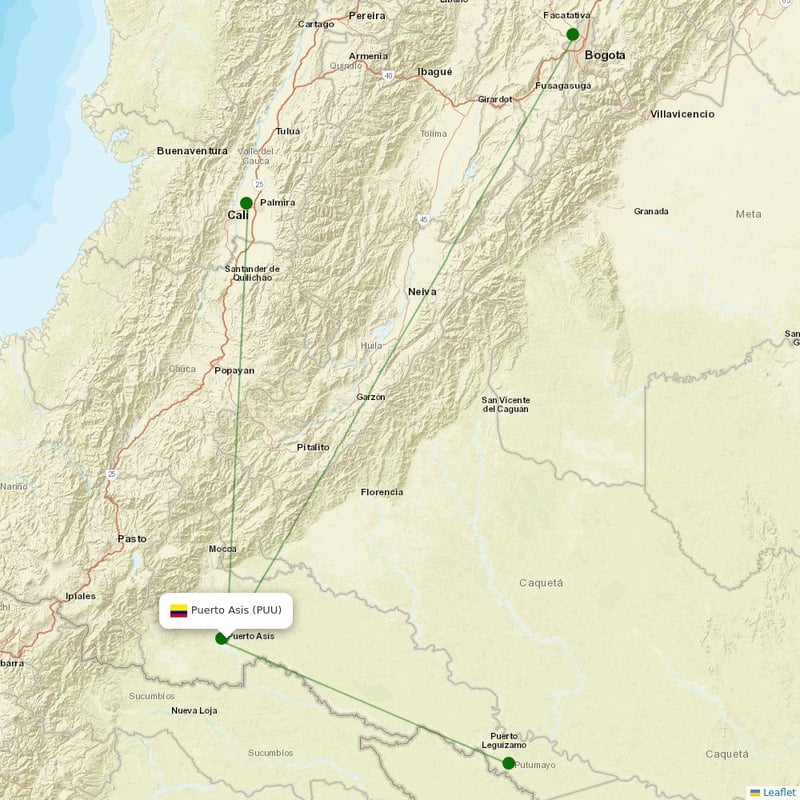 Route map over PUU airport