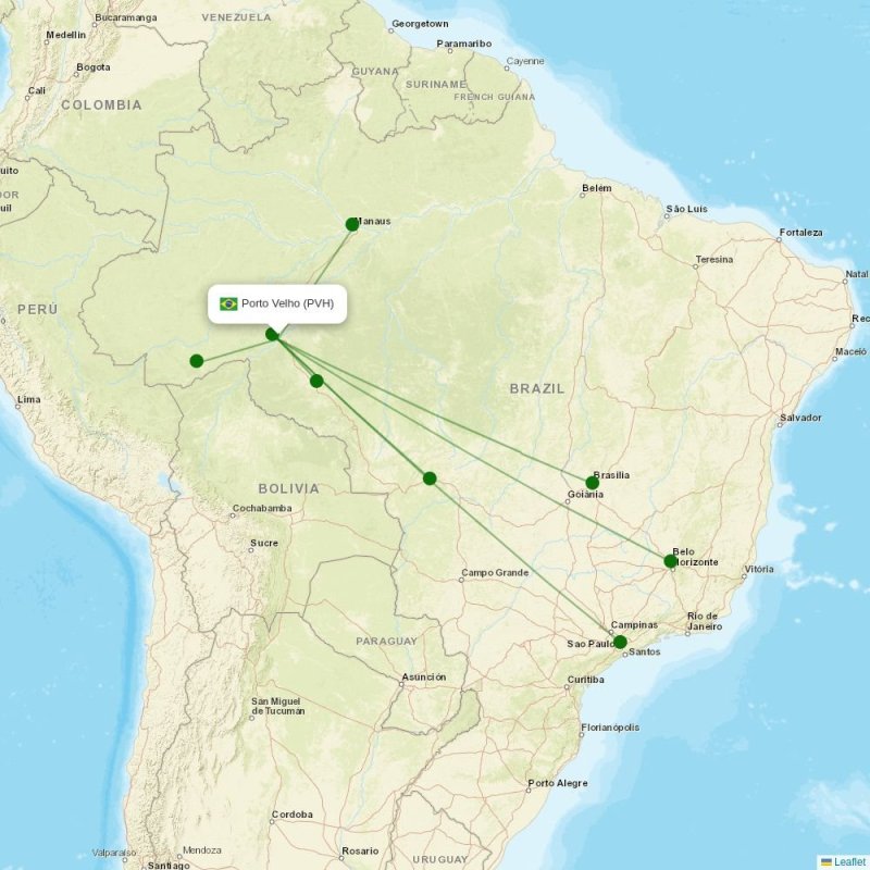 Route map over PVH airport