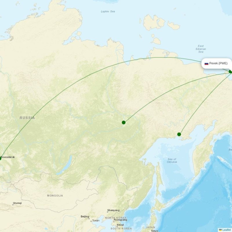 Route map over PWE airport