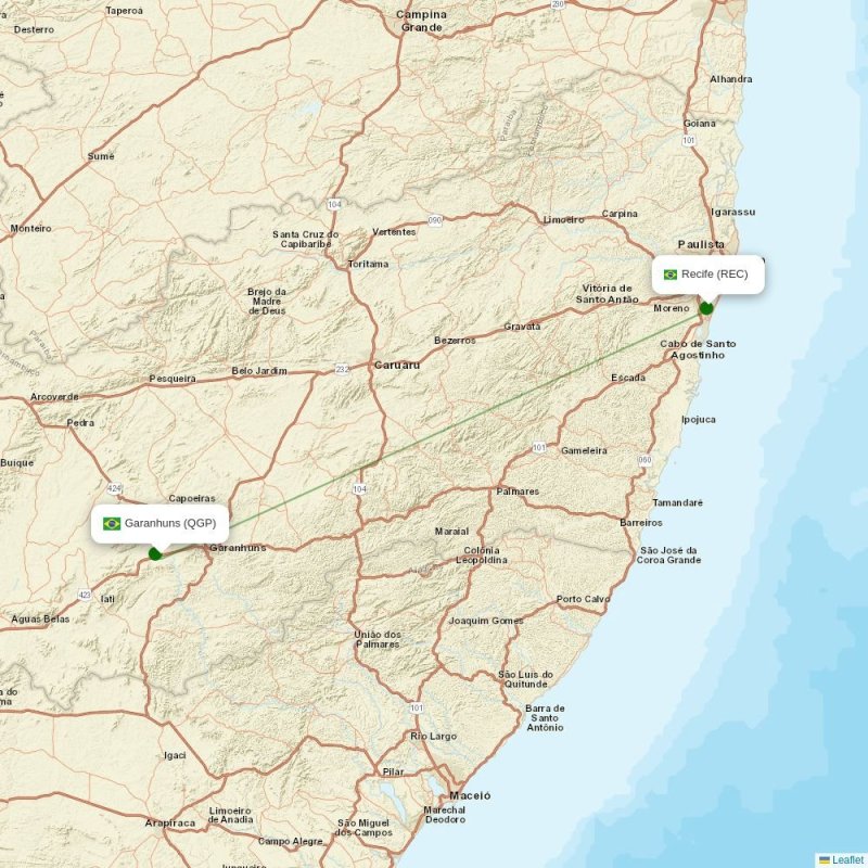 Route map over QGP airport