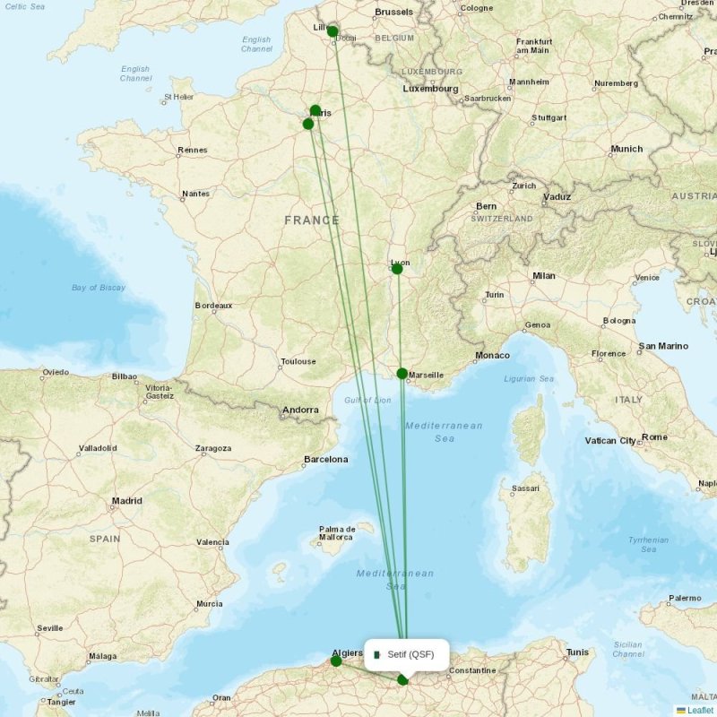 Route map over QSF airport