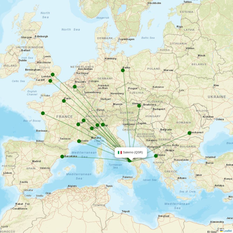 Route map over QSR airport