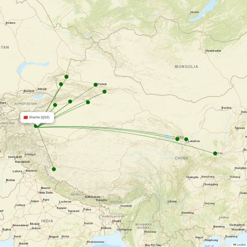 Route map over QSZ airport