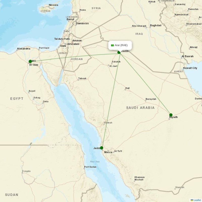 Route map over RAE airport