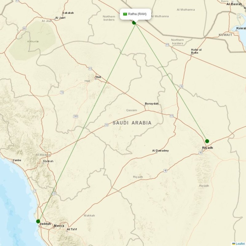 Route map over RAH airport