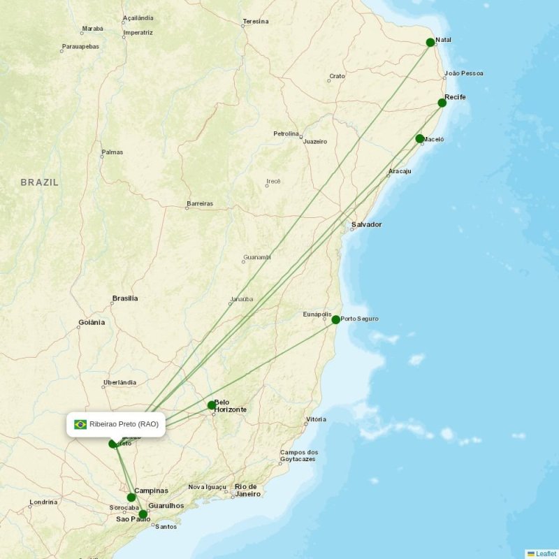 Route map over RAO airport